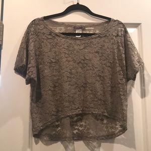 Joyce Leslie lace taupe crop top